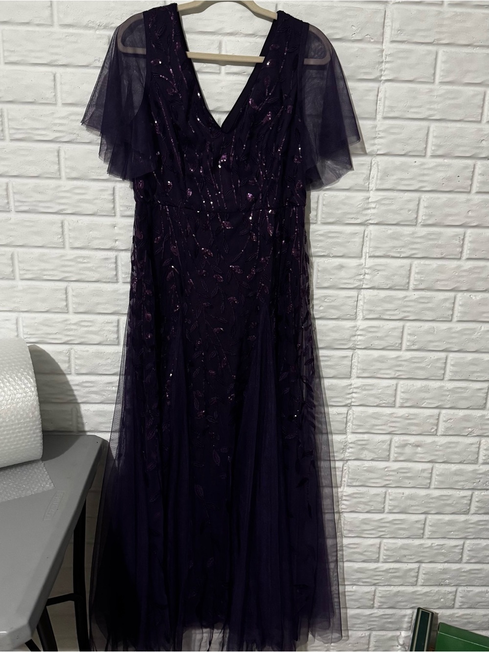 Ever-Pretty Sequin Formal Dress Women’s 12 XXL Purple Prom MOB Evening Gown